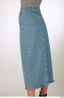 Ashley blue long denim skirt split side casual dressed leg…